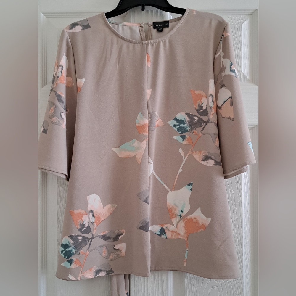 The Limited Tan and Cream Boxy 3/4 Sleeve Blouse